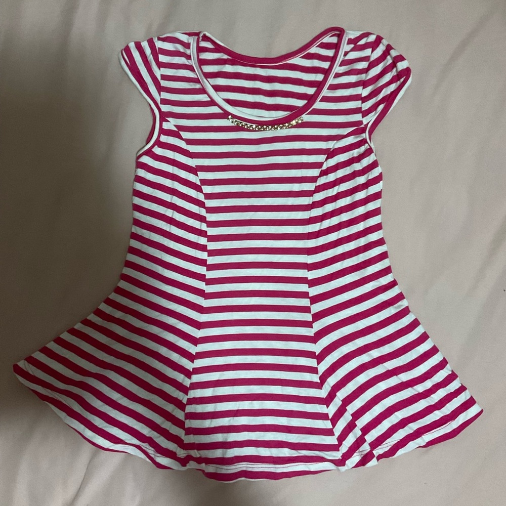 Hot Pink and White Striped Blouse